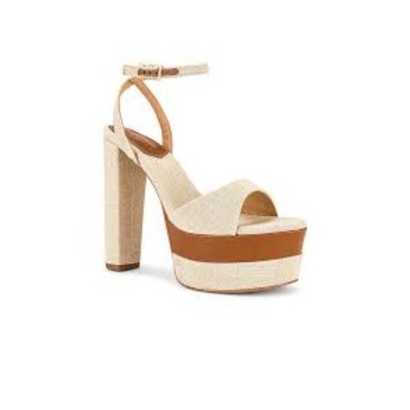 SCHUTZ Cream and Tan Platform Heels - Picture 2 of 8